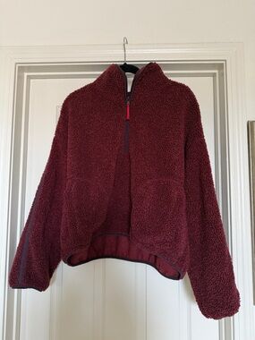 Cozy Plush Quarter-Zip Teddy Pullover - Burgundy
